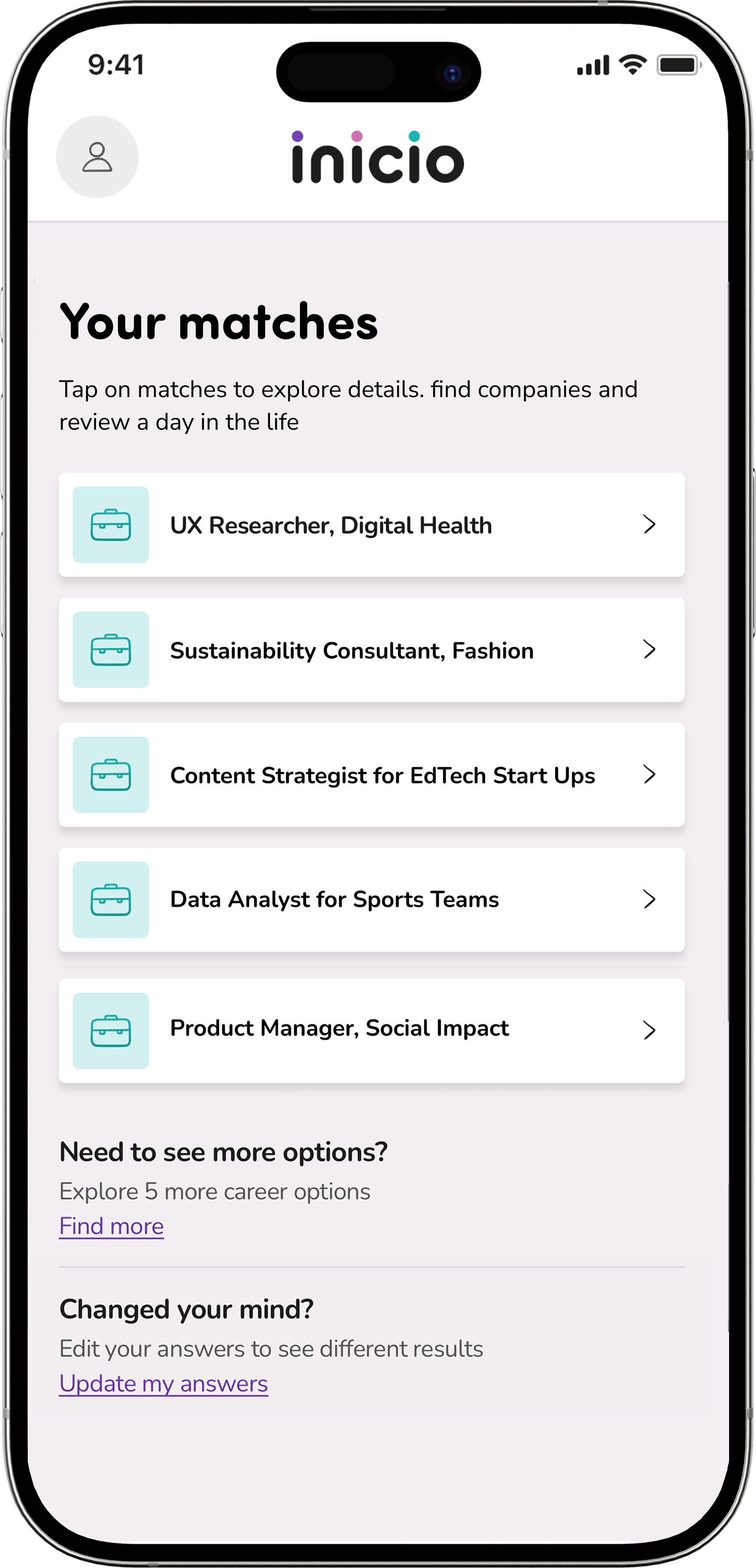 inicio app career card view
